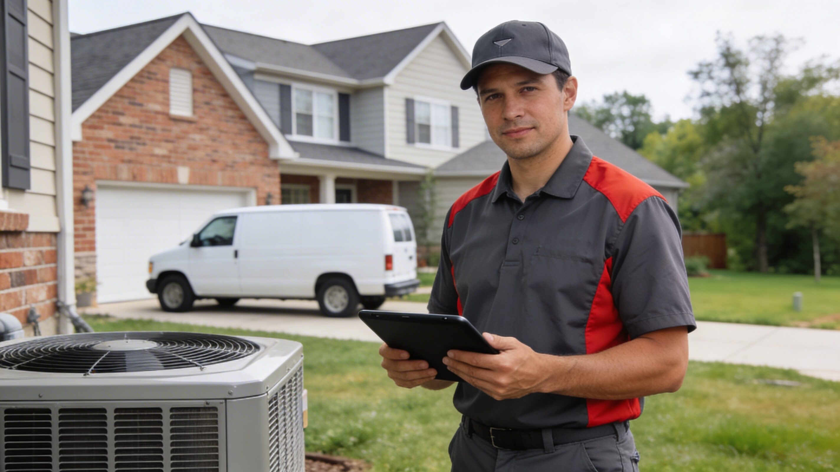 Technician providing residential appliance and HVAC service